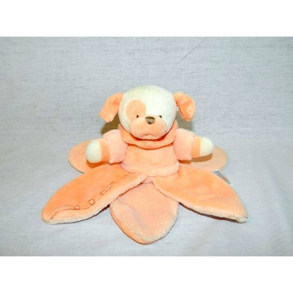 GUND Petal Puppy Flower Dog Plush Security Blanket Rattle 9" Orange Le bebe